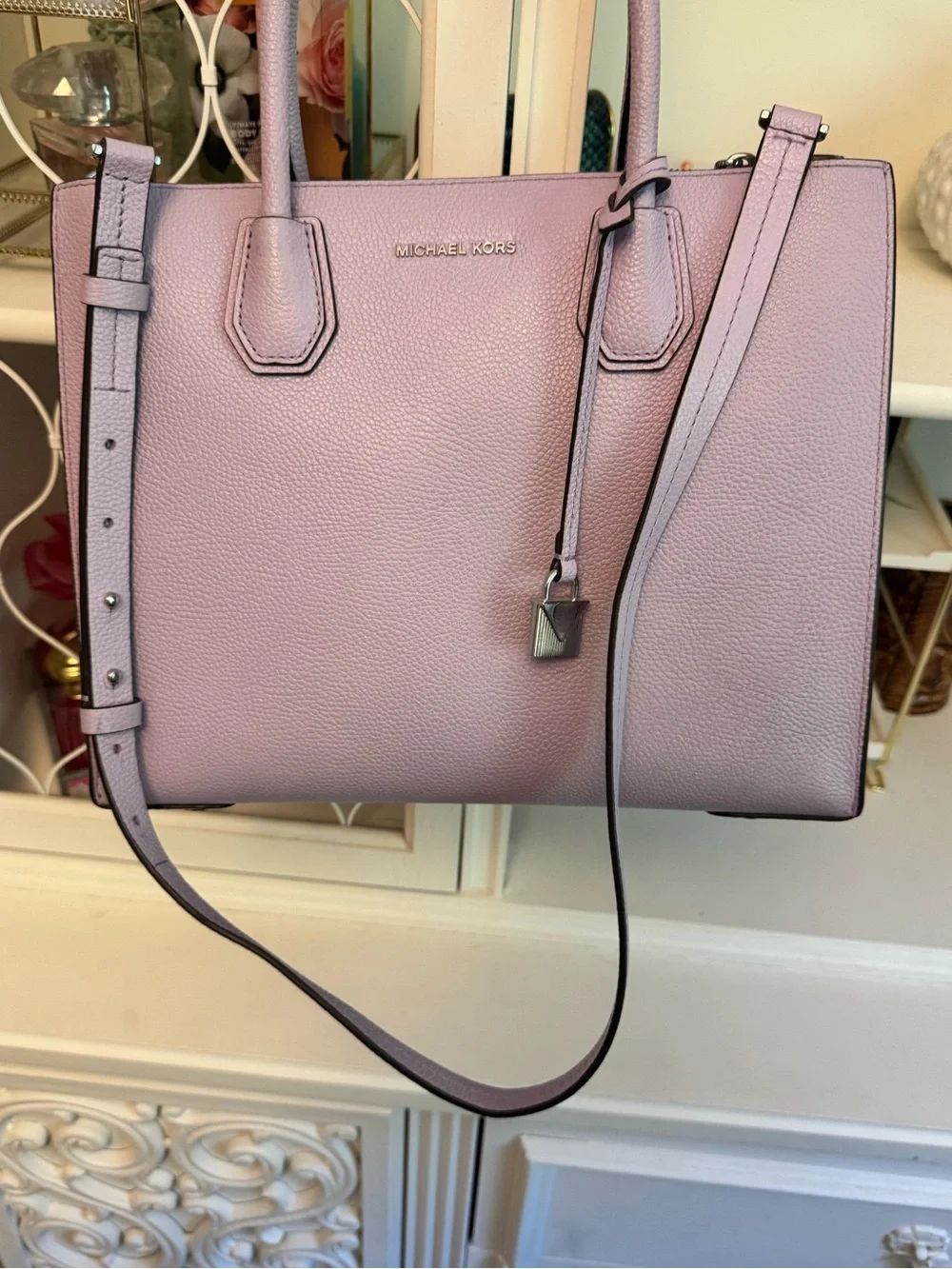 Michael Kors Lavender Pebbled Leather Satchel w/Removable Strap